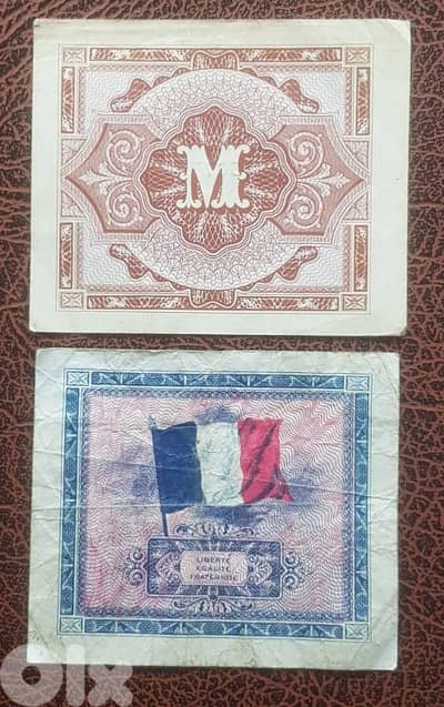 فرنك فرنسي عسكري. و مارك الماني عسكري اصدارون  1944