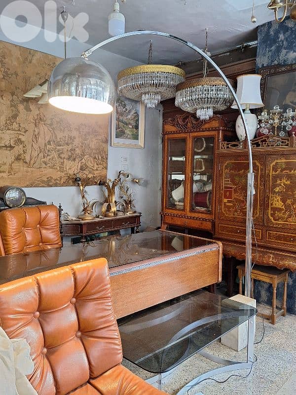 original 50s chrome arc floor lamp marble base 0