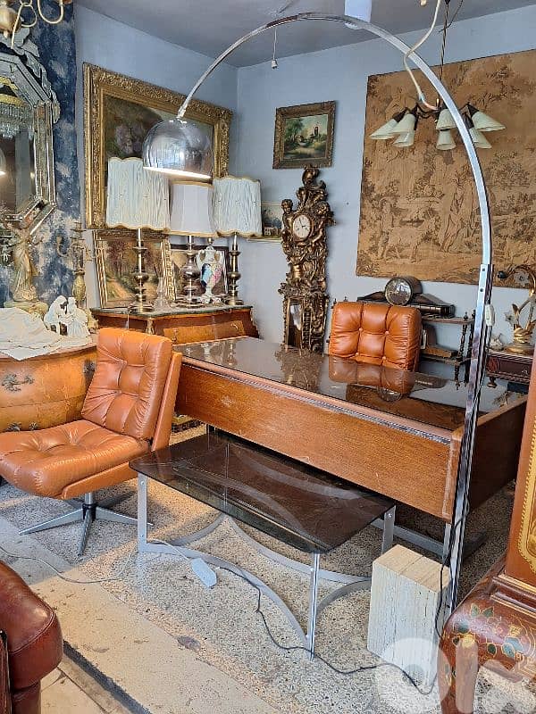 original 50s chrome arc floor lamp marble base 1