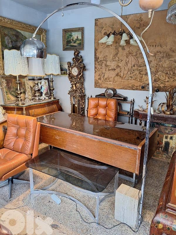 original 50s chrome arc floor lamp marble base 2