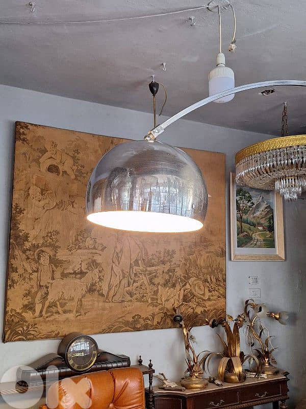 original 50s chrome arc floor lamp marble base 3