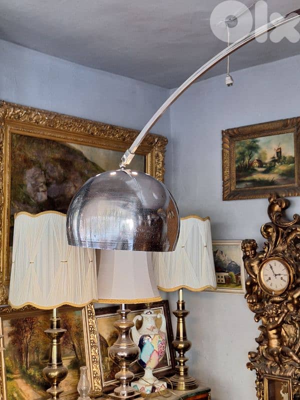 original 50s chrome arc floor lamp marble base 5