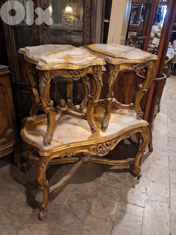 set of 3 marble tables 0