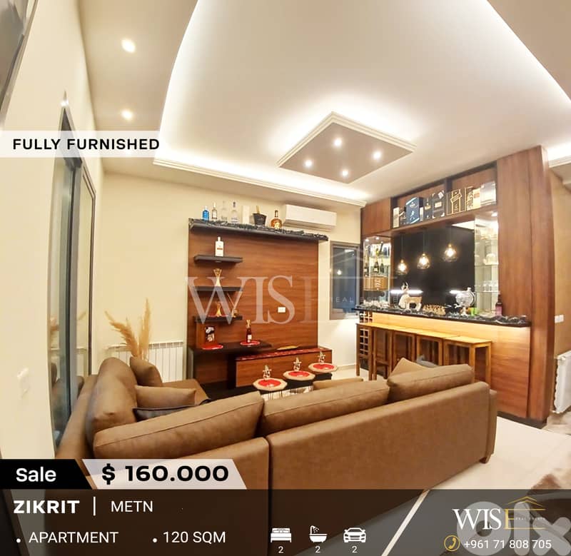 120 SQM fully furnished apartment for SALE in Zikrit! 0