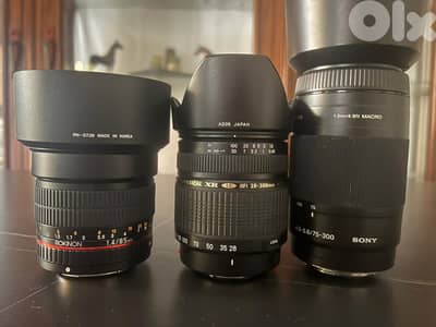 Lenses for Canon EF, Nikon F and Sony Alpha - Excellent condition