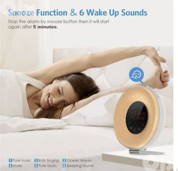 Simulated surise&sunset sleep light alarm clock + tadio/3$ delivery 3