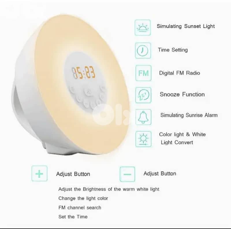 Wakeup Light Alarm& Nature Sounds, Radio, 7 Colour-Changing/4$delivery 1