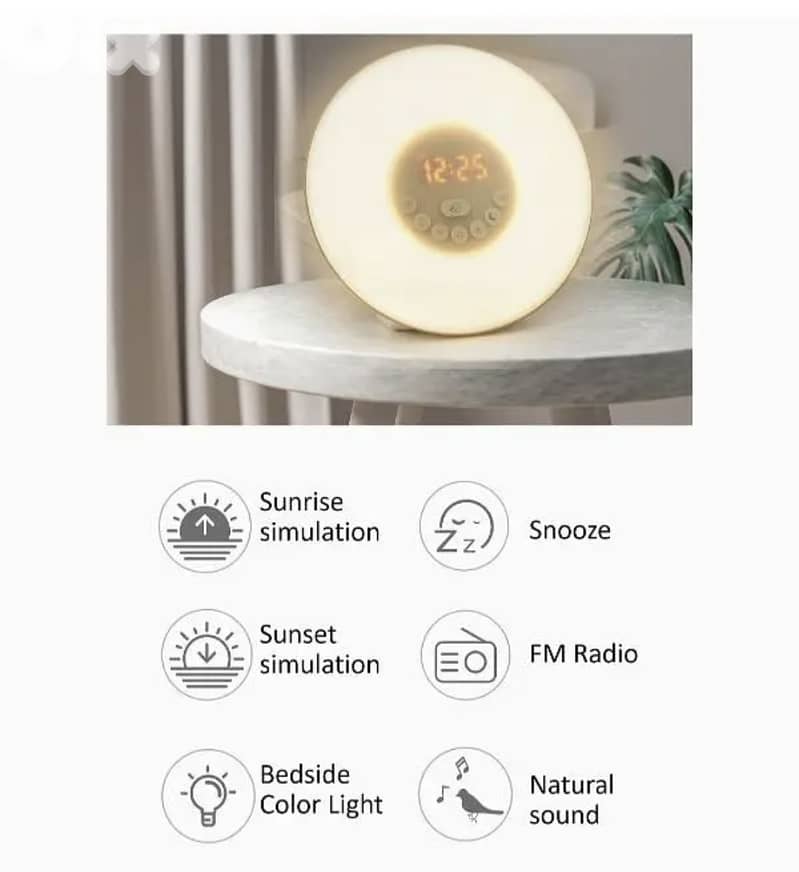 Wakeup Light Alarm& Nature Sounds, Radio, 7 Colour-Changing/4$delivery 5
