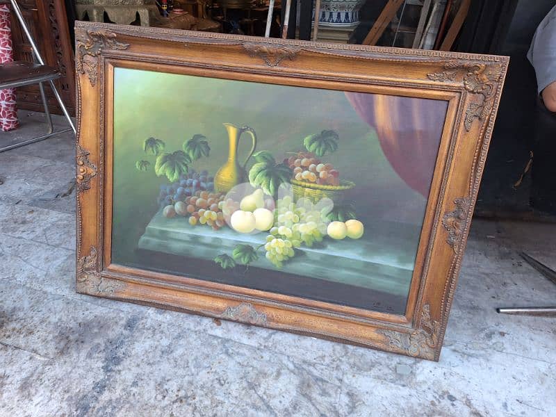 لوحة رسم زيتي مع كادر خشب مميزة سعر لقطة painting 1