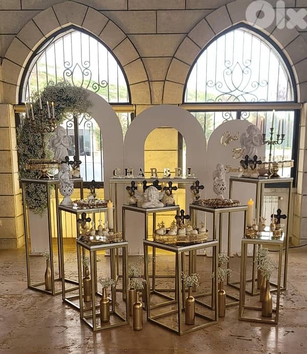 event decoration 5 metallic tables gold square 2