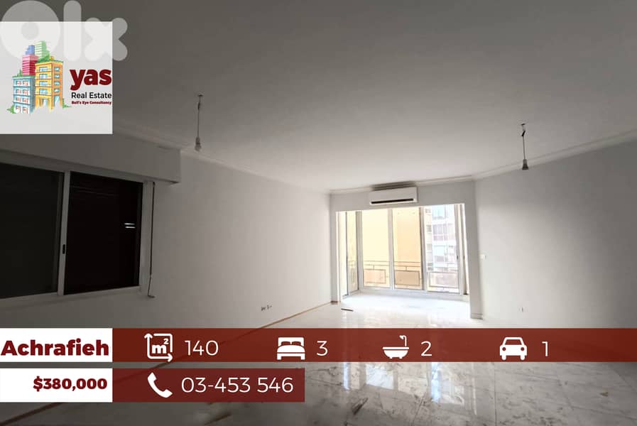 Achrafieh 140m2 | Well Lighted | Prime Location | Renovated | AA/EL 0