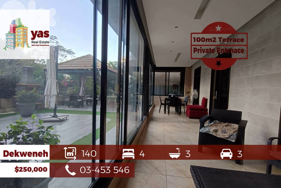 Dekweneh/Mar Roukoz 140m2 | 100m2 Terrace | Greenery Vuiew | AA/CA 0