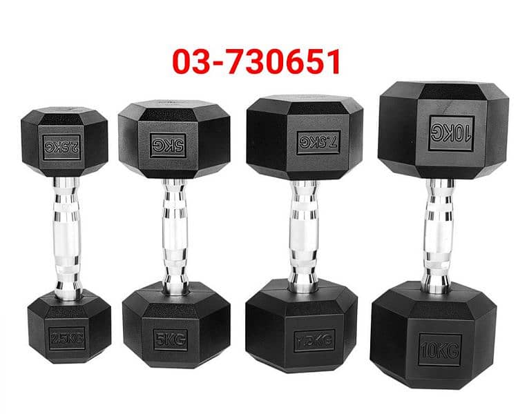hexagon rubber dumbbells 0