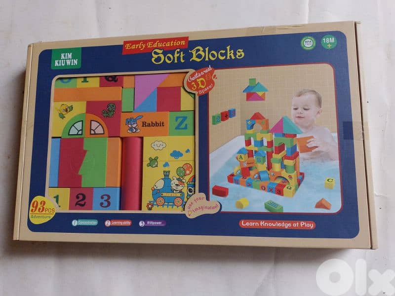93 pieces soft block  for ages 18 months plus 0
