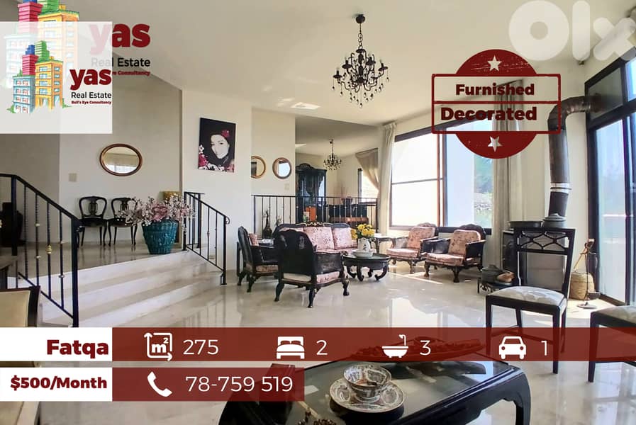 Fatqa 275m2 | Rent | Furnished | Prime Location | View | RA | 0