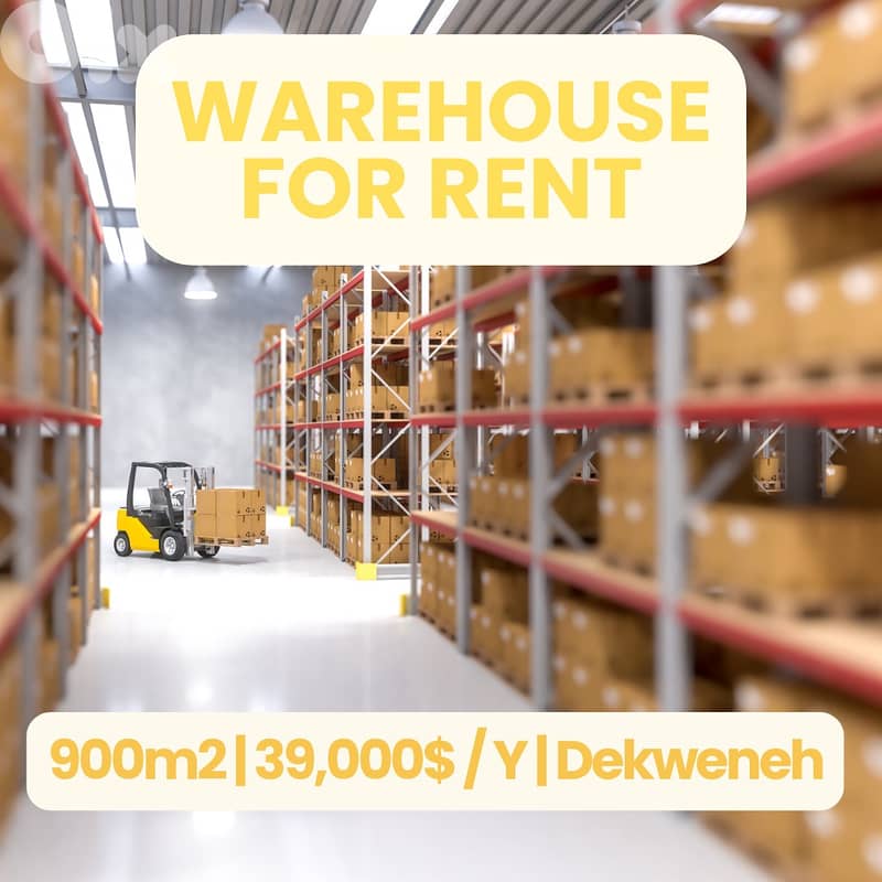JH25-4414 Warehouse 900m2 for rent in Dekweneh, $ 3,250 cash 0