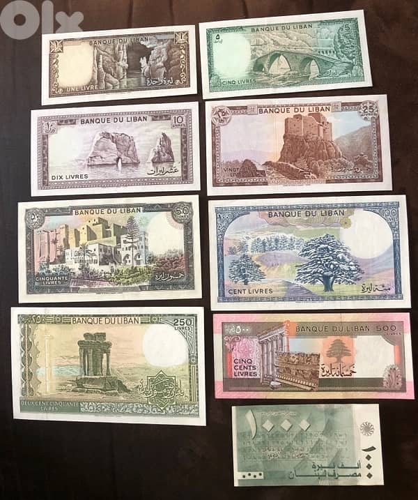 9 UNC banknotes Lebanon 1
