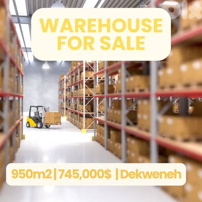 JH25-4421 Warehouse 950m2 for sale in Dekweneh, $ 745,000 cash