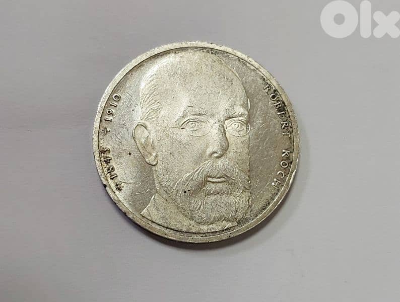 German Silver Coin 10 Marks Commemorative  the scientist Robert Koch 0