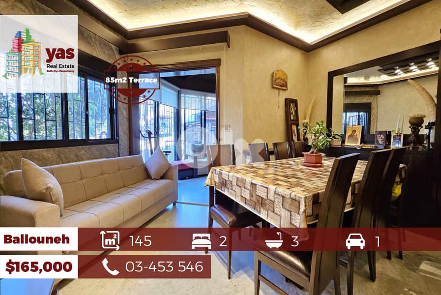 Ballouneh 145m2 | 85m2 Terrace | Decorated | Mint Condition | View |TO 0