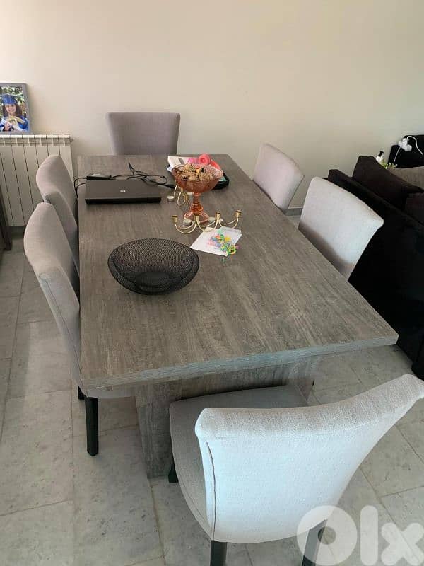 طاولة سفرة مع ست كراسي مودرن خشب لاميكا أخضر 10