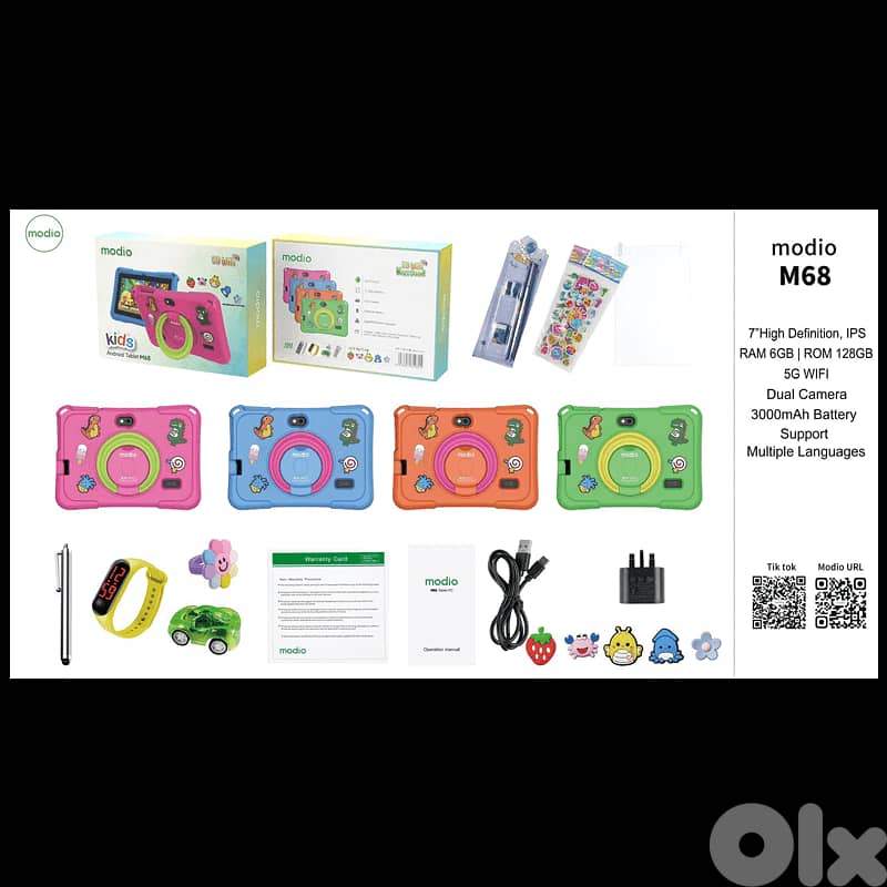 MODIO TABLET KIDS M68 7" 6Gb Ram 128Gb Storage 5G DUAL SIM Green Blue 2