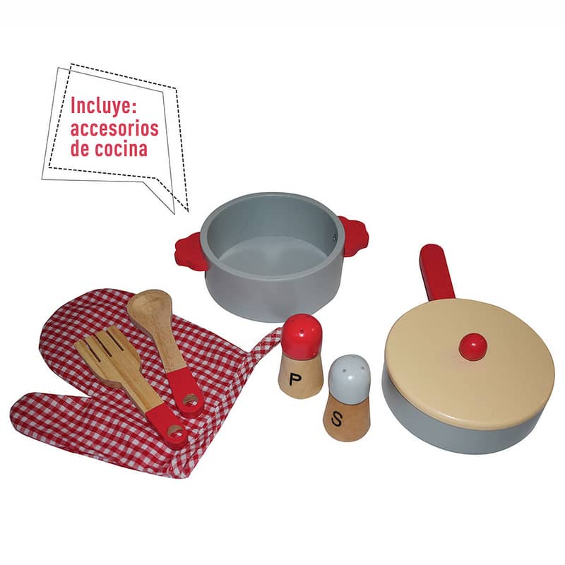 Wooden Kitchen With Accessories 54 x 30 x 89.5 CM - مجموعة مطبخ خشبي 2