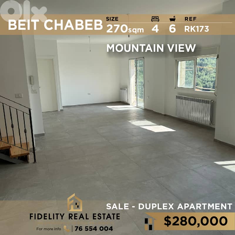 Apartment Duplex for sale Beit Chabeb RK173 دوبلكس للبيع في بيت شباب 0