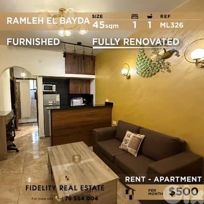 Studio for rent in Ramleh El Bayda Ml326  استوديو للإيجار