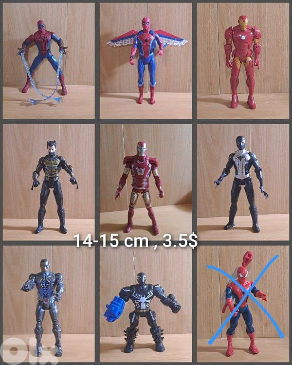 Superheroes figurine 30 cm. 15 and 10 cm , and Transformers big size 3