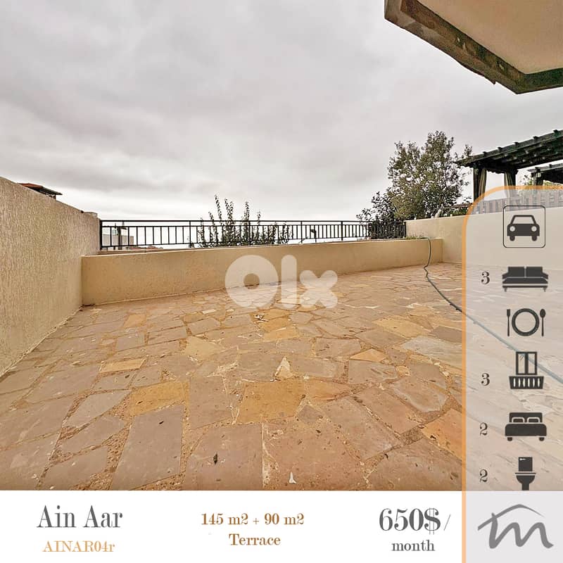 Ain Aar - Cornet Chahwan | 145m² + 90m² 2 Terraces | Calm Surroundings 0