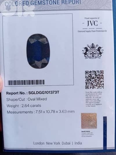 dark blue natural sapphire 2.64 ct. 650$ total