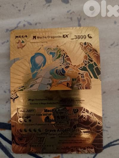 Mecha dragonite pokemon golden card.