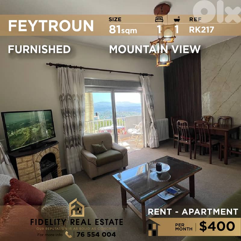Apartment for rent in Feytroun RK217 شقة مفروشة للإيجار في فيطرون 0
