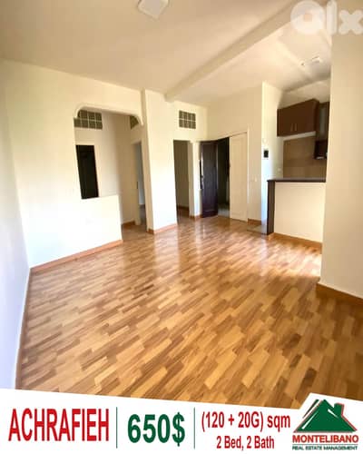 120 sqm Apartment For Rent in Achrafieh (أشرفية) with 20 sqm Garden