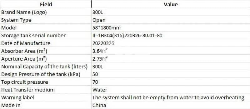 300L Solar Water Heater 2