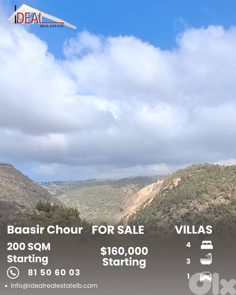 Villas for sale in Baasir Chouf فيلا للبيع في بعصير الشوف 0