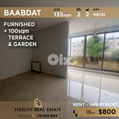 Apartment for rent in baabdat RB191 شقة للإيجار في بعبدات