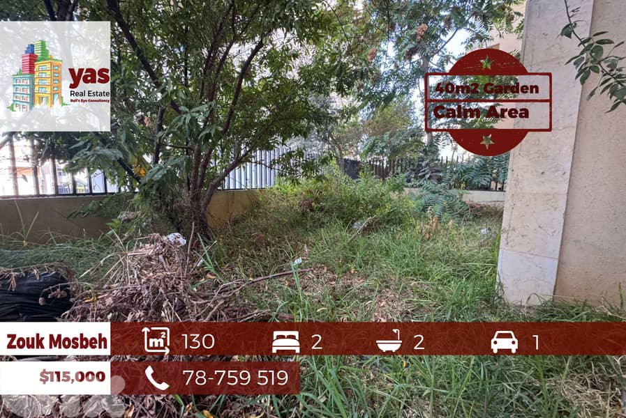 Zouk Mosbeh 130m2 | 40m2 Garden | Dead End Street | EL 0