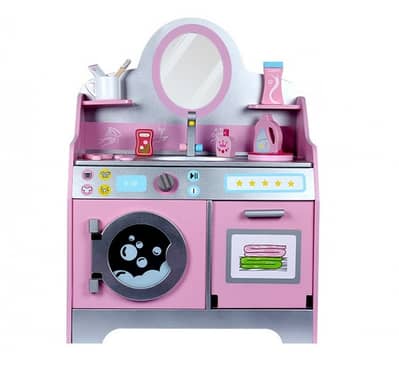 Wooden Laundry Washing Machine Table - غسالة ومنضدة غسيل خشبية للأطفال