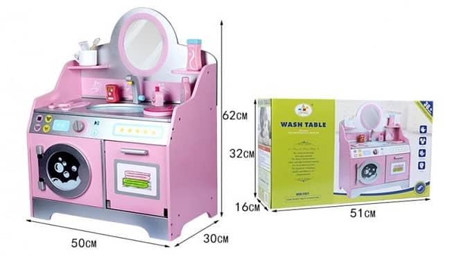 Wooden Laundry Washing Machine Table - غسالة ومنضدة غسيل خشبية للأطفال 2