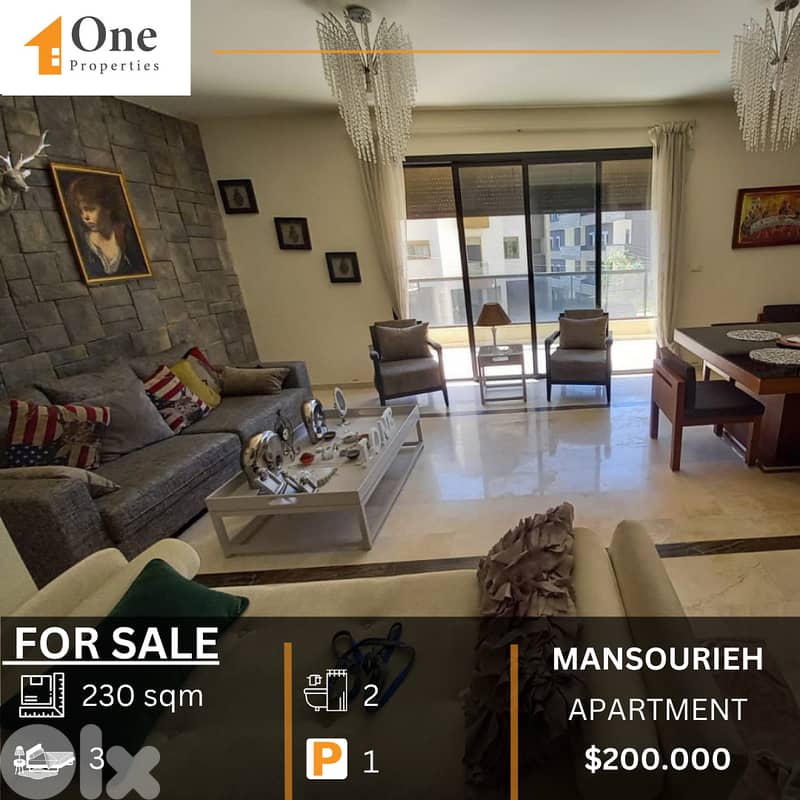 APARTMNENT FOR SALE IN MANSOURIEH 0