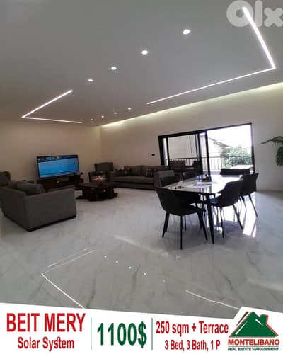 Fully Furnished 250 sqm Apartment For Rent in Beit Mery with Terrace