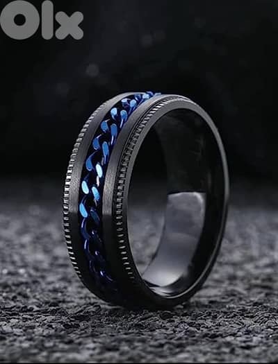 Blue Stainless Steel Unisex Ring