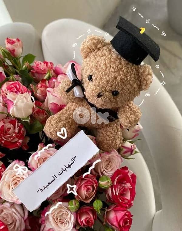Cute Curly Graduation Teddy Bear plush 2