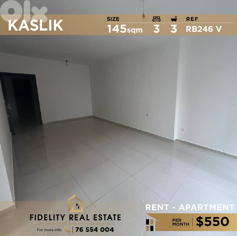 Apartment for rent in Kaslik RB246 شقة غير مفروشة للإيجار في الكسليك 0