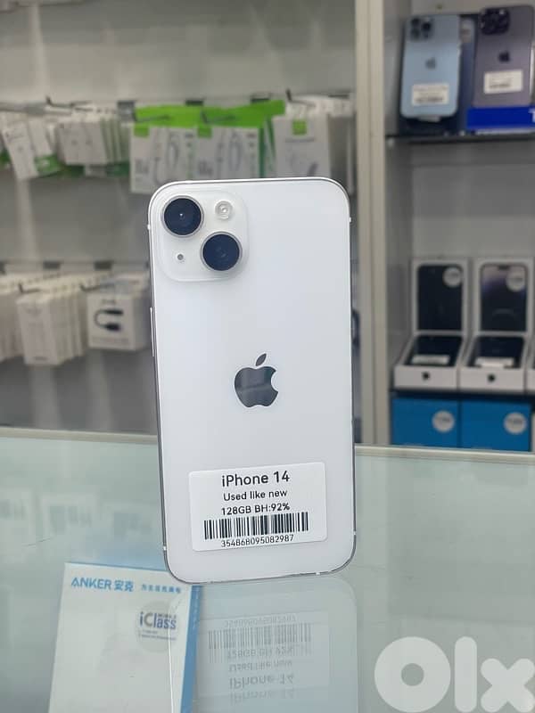 iPhone 14, 128 GB 2 sim like new battery in 92% 1