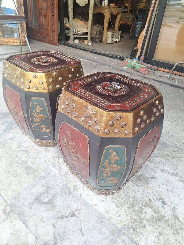 Vintage Chinese Hand Carved Lacquered Octagonal Wooden Rice Barrel 2