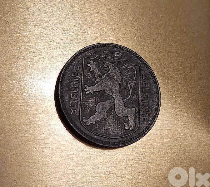Belgium 1944 WWII Zinc Franc  Leopold III Rare 0