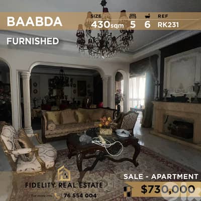 Apartment for sale in Baabda RK231 شقة مفروشة للبيع في بعبدا